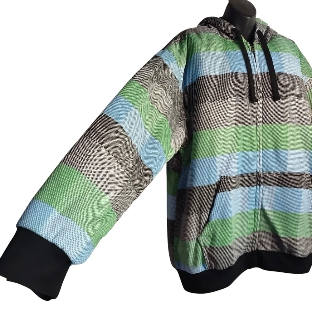 Original Deluxe Mens Hooded Jacket Multicolor Plaid Faux Sherpa Lined Sz 3XL NWT